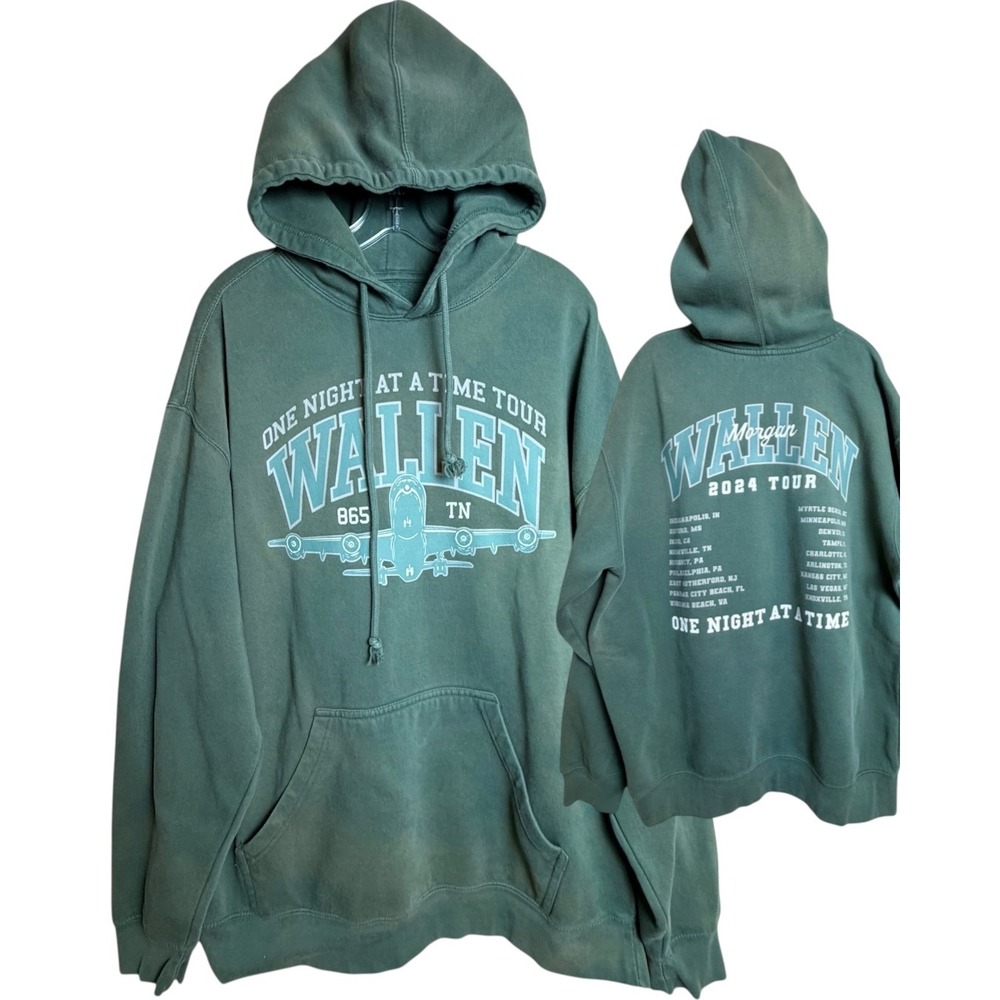 Morgan Wallen 2024 Tour Official Merch Hoodie Green XL